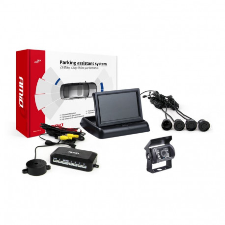 Parkimisandurite komplekt TFT02 4,3" HD-501-IR kaameraga, 4 musta andurit