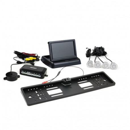 Parkimisandurite komplekt TFT02 4,3" HD-402-LED kaameraga, 4 hõbedast andurit