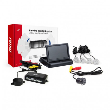 Tft02 4,3" parkimisandurite komplekt hd-307-ir kaameraga 4 hõbedased andurid