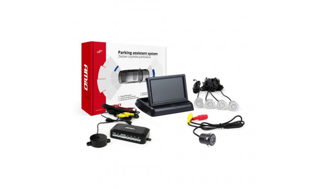 Parkimisandurite komplekt tft02 4,3" HD-307-IR kaameraga, 4 hõbedast andurit