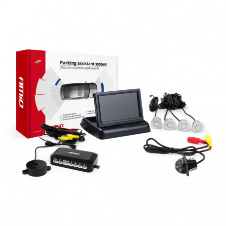 Tft02 4,3" parkimisandurite komplekt hd-305-led kaameraga 4 hõbedased andurid