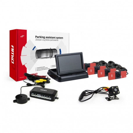 Tft02 4,3" parkimisandurite komplekt hd-315-led kaameraga 4 musta sisemist andurit