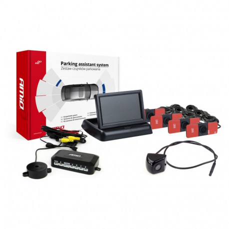 Tft02 4,3" parkimisandurite komplekt hd-310 kaameraga 4 musta sisemist andurit