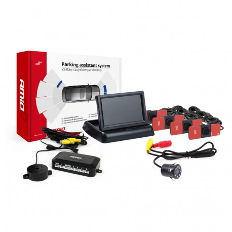 Zestaw czujników parkowania tft02 4,3" z kamerą hd-307-ir 4 sensory czarne wewnętrzne