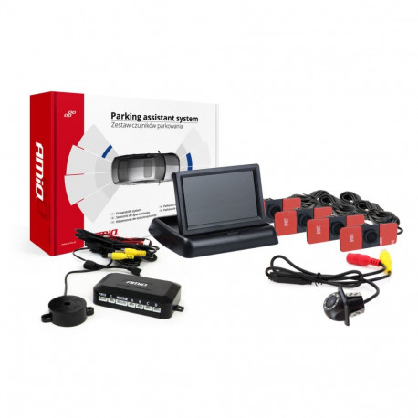 Zestaw czujników parkowania tft02 4,3" z kamerą hd-305-led 4 sensory czarne wewnętrzne