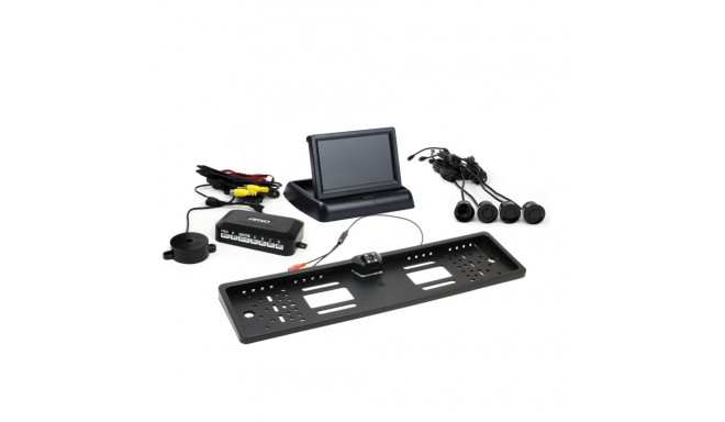 Parkimisandurite komplekt tft02 4,3" kaameraga hd-402-led 4 musta andurit