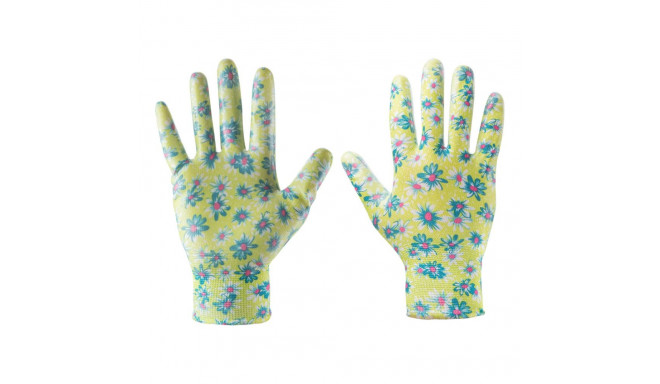 Aiatöökindad nitriiliga kaetud, lillemustriga, suurus 7" (6 tk.)