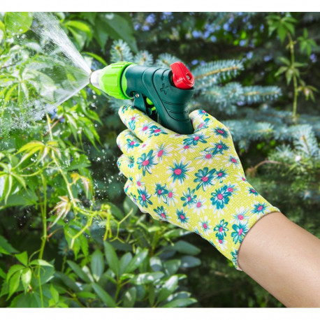Rękawice ogrodowe pokryte nitrylem, wzór kwiatki, rozmiar 8" (6 tk.)