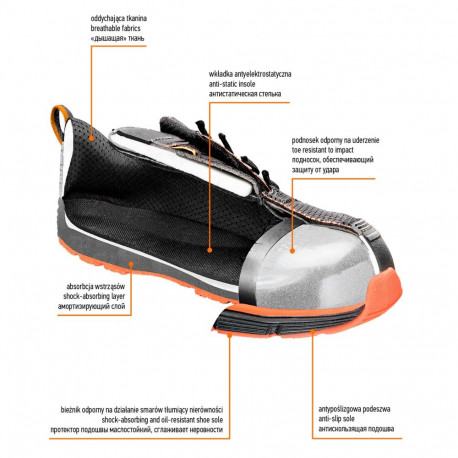 tööjalatsid S1 SR FO, terasest varbakaitse, suurus 42