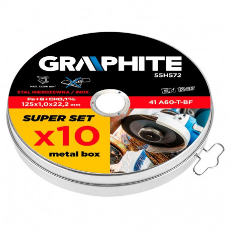 Tarcza tnąca metalli jaoks 125 x 1.0 x 22.2 mm, 41 A60-T-BF, INOX, 10 tk