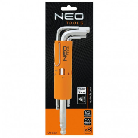 Pikad kuuskantvõtmed, kuulpeaga 2-10 mm, komplekt 8 tk