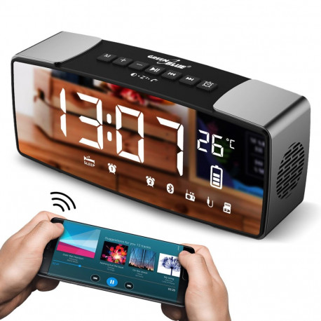 GreenBlue raadio-äratuskell GB200 bluetooth FM aux-sisend 6W temperatuuri näidik aku 2200mAh