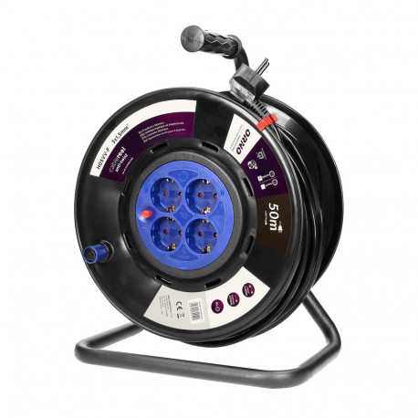 trummel-pikendusjuhe, 4 schuko pistikupesa, PVC-kaabel H05VV-F 3x1,5mm², pikkus 50m, statsionaarsed 