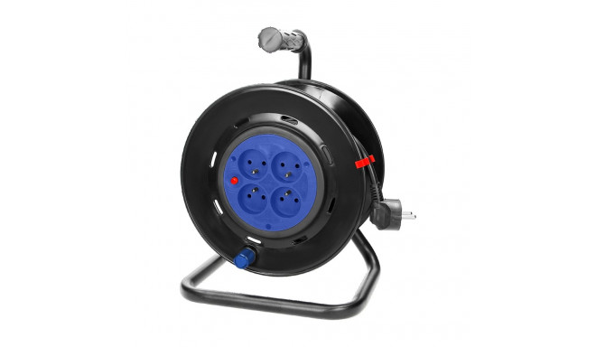 trummel-pikendusjuhe, 4 pesa 2P+Z, PVC-kaabel H05VV-F 3x1,5mm², pikkus 50m, statsionaarsed pesad, te