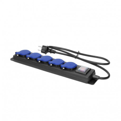 töökoja pritsmekindel pikendusjuhe lülitiga 5 gniazd 2P+Z, IP44, przewód gumowy, H05RR-F 3x1,5mm?, d