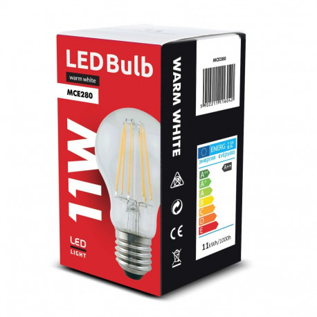 Żarówka filamentowa LED Maclean, E27, 11W, 230V, WW ciepła biała 3000K, 1500lm Retro edison ozdobna 