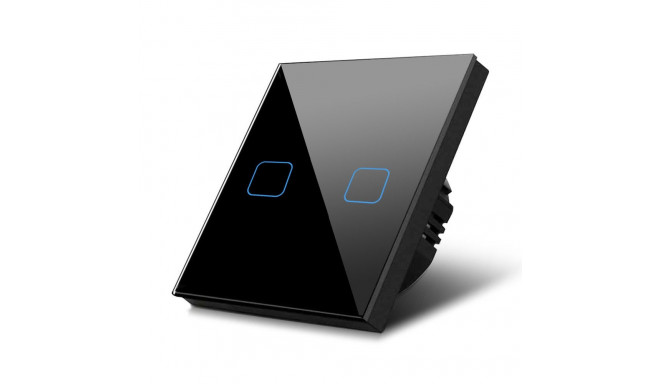 Dotykuline valguslüliti Maclean, kahepoolne, klaasist, must ruudukujulise nupuga taustvalgustusega, 