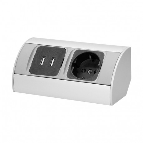 mööblisisene pistikupesa 1x2P+Z, 2xUSB, schuko versioon