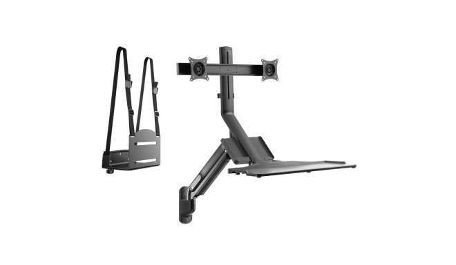 Maclean gaasvedruga seinakinnitus kahele monitorile ja klaviatuurile, arvutihoidikuga, monitoridele 