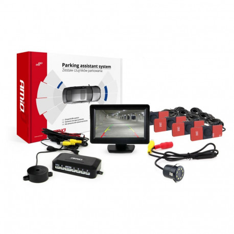 Parkimisandurite komplekt TFT01 4,3" ekraaniga ja HD-308-LED kaameraga, 4 musta sisemist andurit