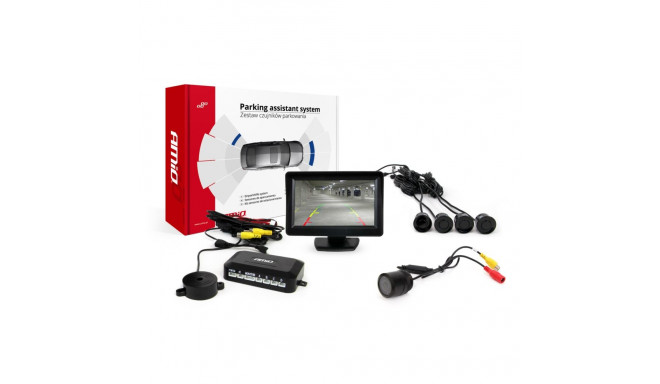 Parkimisandurite komplekt tft01 4,3" kaameraga hd-301-ir 4 musta andurit