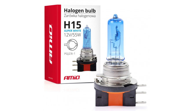 Żarówka halogenowa h15 12v 55w super white amio-01492