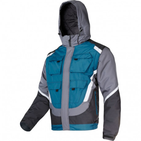 soojendatud jope must-hall-türkiissinine helkuritega, "s", ce, lahti