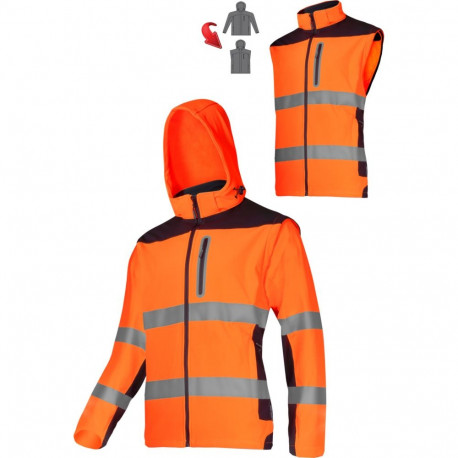 Softshell hoiatusjope äravõetavate varrukatega, oranž, "m", ce