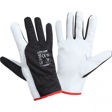 Rękawice ze skóry czarne l272210p, 12 par, "10", ce, lahti