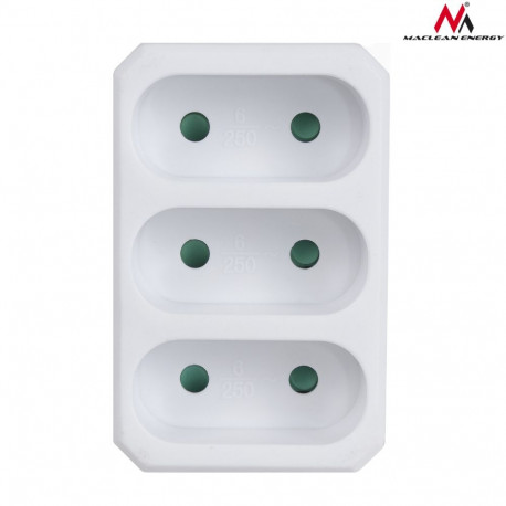 Gniazdko prądowe Maclean, Potrójne płaskie, Wtyk uniwersalny, 16A, max. 3680W, MCE212