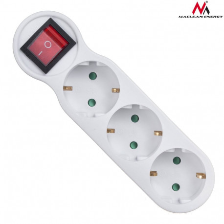 Gniazdko prądowe Maclean, potrójne, z wyłącznikiem i uziemieniem, 16A, wersja niemiecka, MCE216