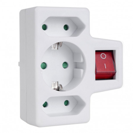 Gniazdko prądowe Maclean, potrójne, z wyłącznikiem, 1x16A, 2x2.5A, wersja niemiecka, MCE215