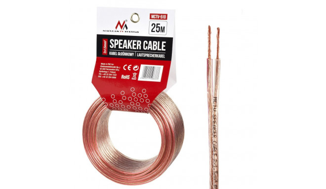 glöõnikukaabel läbipaistev PVC Maclean, 2*1.5mm2 / 48*0.20 CCA 3,5*7,0mm, 25m, MCTV-510