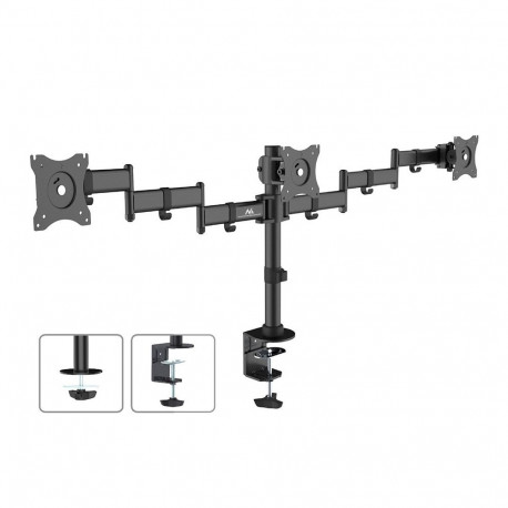 Uchwyt / wieszak biurkowy na 3 monitory Maclean, podwójne ramiona, VESA 75x75 oraz 100x100, 13"-27",
