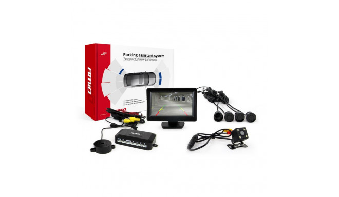 Parkimisandurite komplekt tft01 4,3" HD-315-LED kaameraga, 4 musta andurit