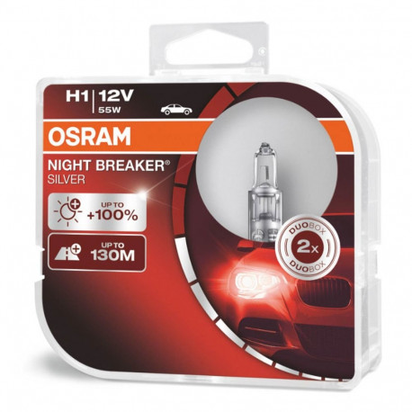 Żarówki halogenowe osram h1 12v 55w p14,5s night breaker silver +100% /2 szt./