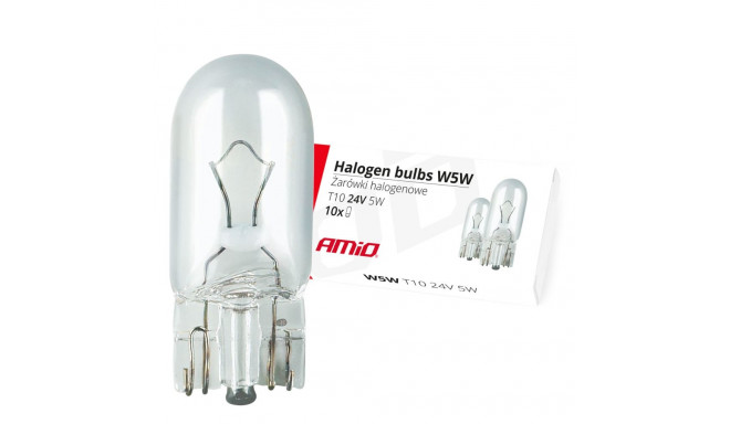 Halogeenpirnid w5w t10 5w w2.1x9.5d 24v 10 tk (e8) amio-01002