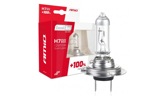 Żarówki halogenowe h7 12v 55w lumitec silver +100% duo amio-01403