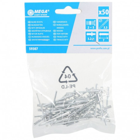 Nity zrywalne aluminium/stal 4,8*23mm szt.50