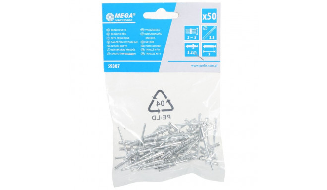 Nity zrywalne aluminium/stal 3,2*10mm szt.50