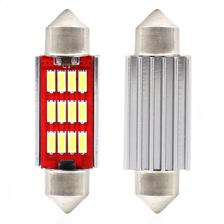 Żarówki led canbus 4014 12smd festoon c5w c10w c3w 36mm valge 12v 24v amio-01289