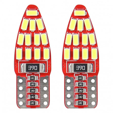 Żarówki led canbus 24smd 3014 t10e w5w boczne white 12v amio-01285