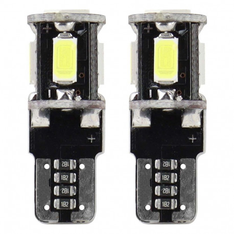 led canbus 5smd 5730 t10 w5w valge pirnid amio-01628