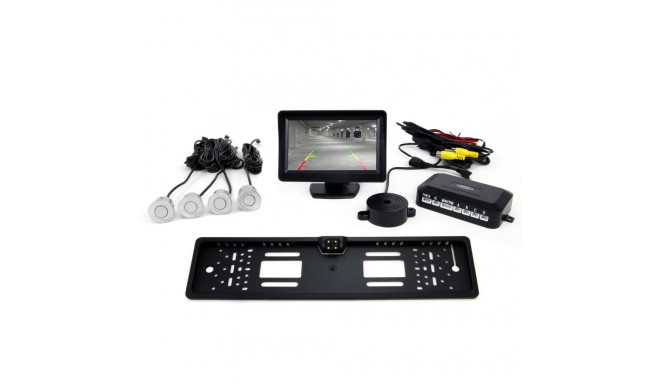 TFT01 4,3" andurite komplekt koos CAM-402 LED kaameraga, 4 hõbedast andurit