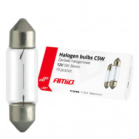 Żarówki halogenowe c5w festoon 36mm 12v 10 szt. amio-01486
