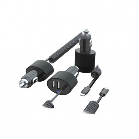 MCE76 37545 autolaadija 2xUSB, 5.2A, lightning spiraalne 1.8m