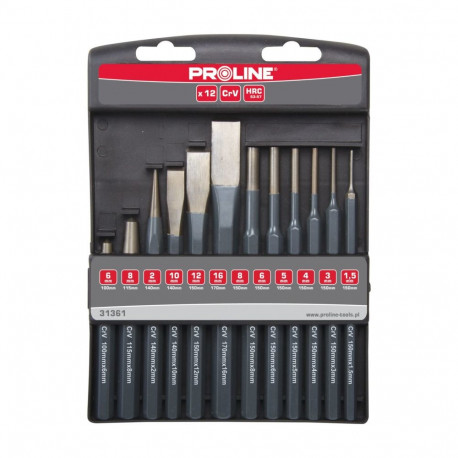 Zestaw wybijaków, przecinaków i punktaków 12 sztuk proline