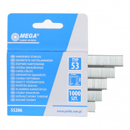 Zszywki 8mm, pakend 1000 tk, tüüp 53