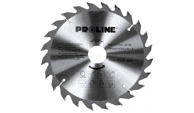 84182 Proline karbiidist saeketas puidule 184mm, 24 hammast