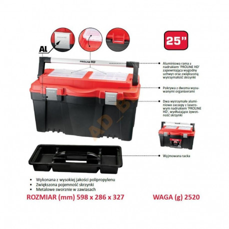 Skrzynka narz. alumiiniumist käepidemega 25", 598*286*327, proline hd